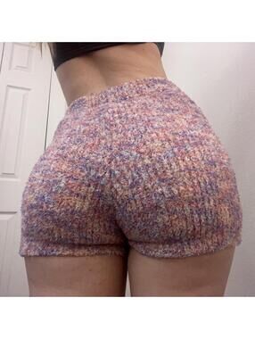 Multicoloured fuzzy mini shorts